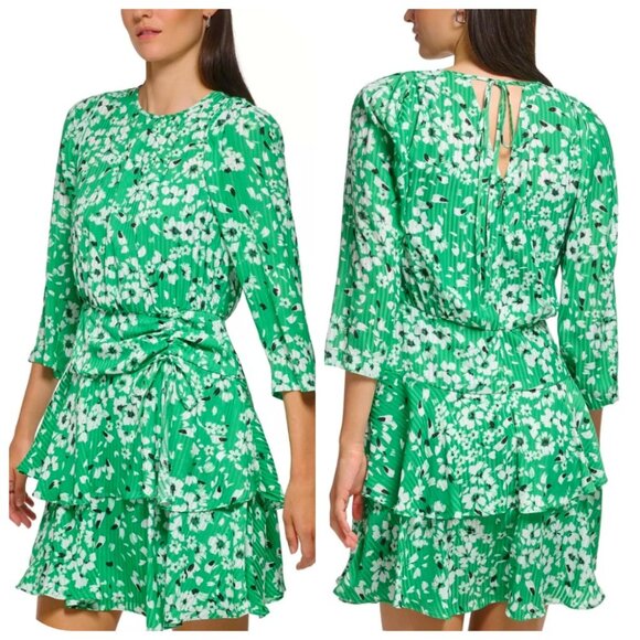 Karl Lagerfeld Dresses & Skirts - Karl Lagerfeld Paris Printed Jacquard Ruffle-Hem Dress 10